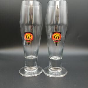 Vintage Bonfire Bistro Brewery Beer Glasses Pair Defunct Northville Michigan